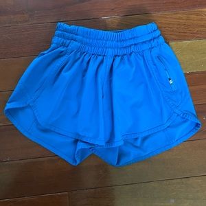 Blue Lululemon Speed Run shorts 4”